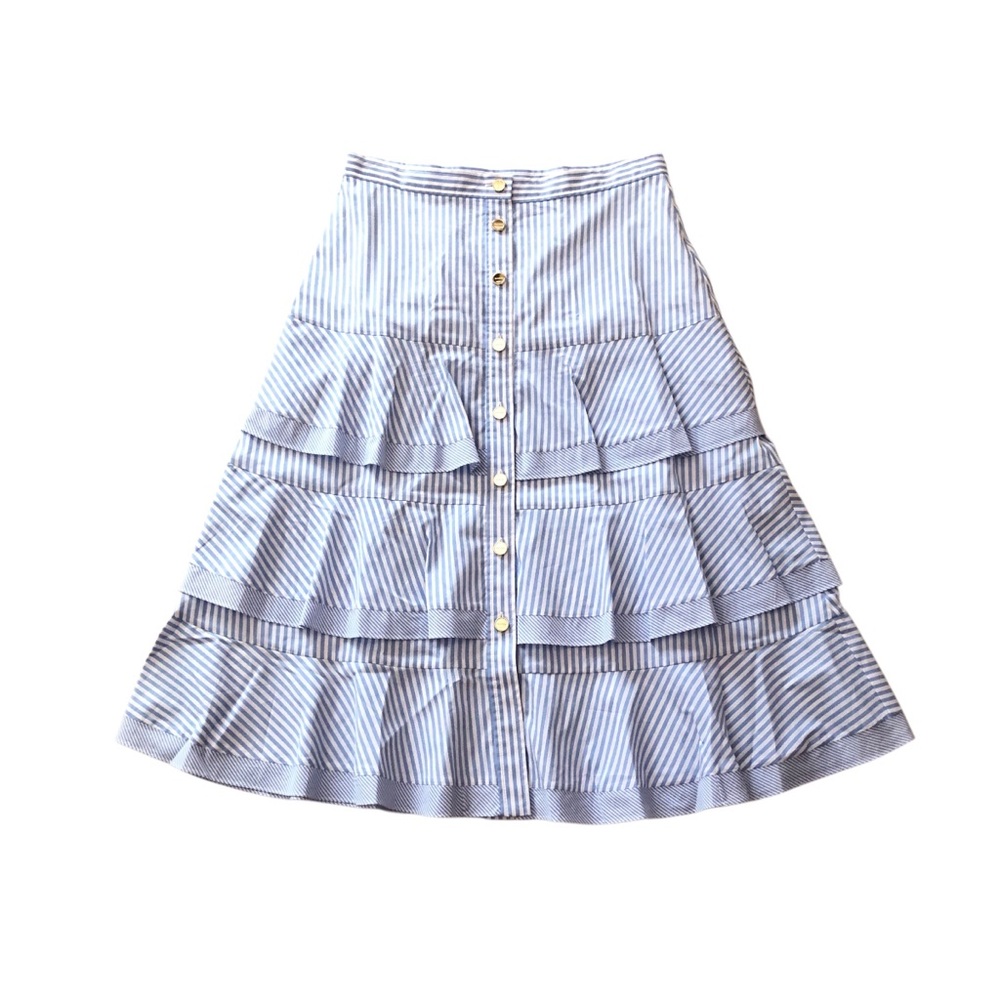 SANDRO Striped Tier Skirt Blue White Sz EU 40